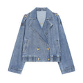 Women's double breasted short denim jacket