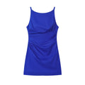 Women's new fashion cotton linen blend pleated suspender mini dress