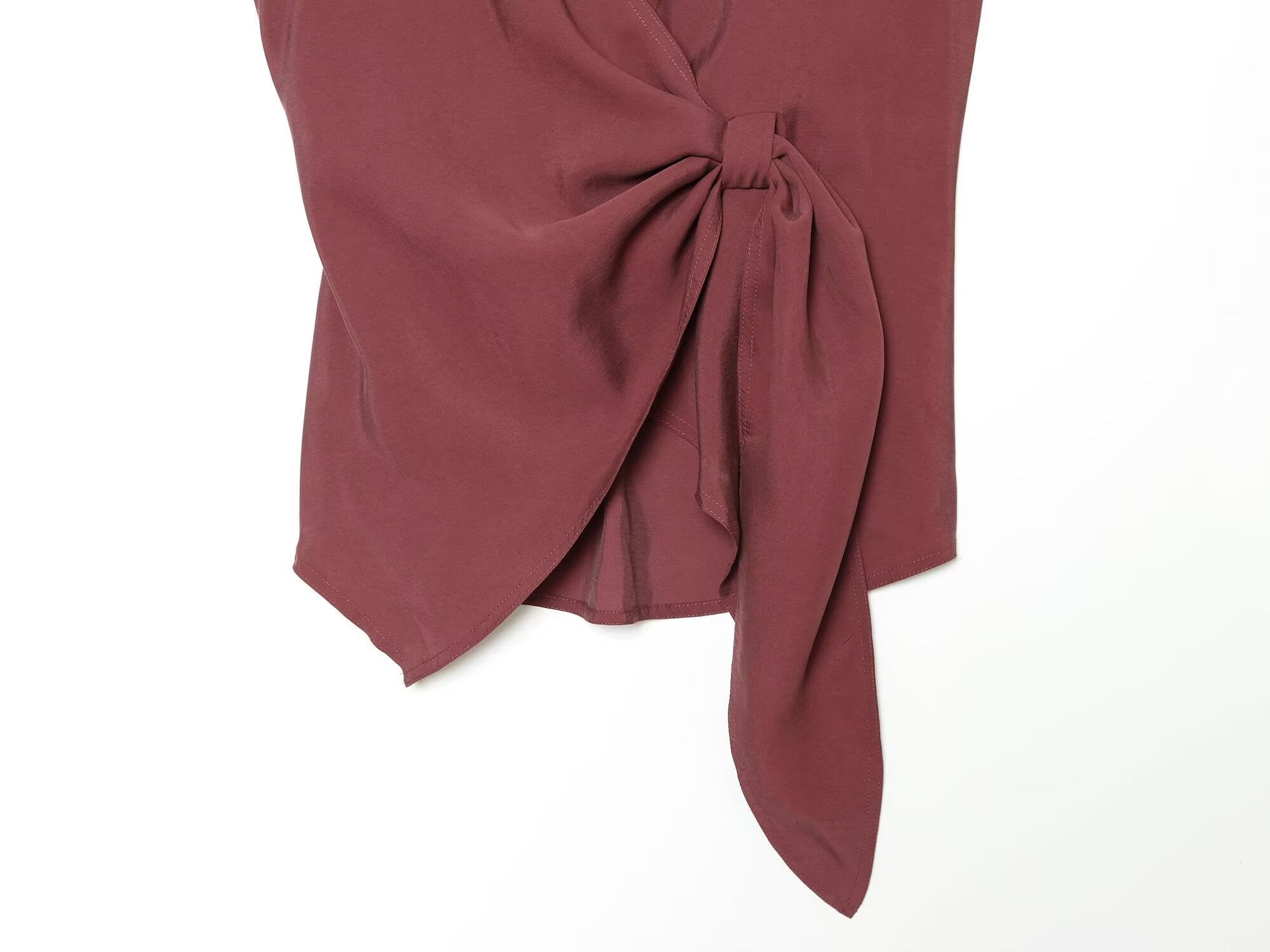 suit Women's 2 pieces knot decoration draped top+wide leg pants