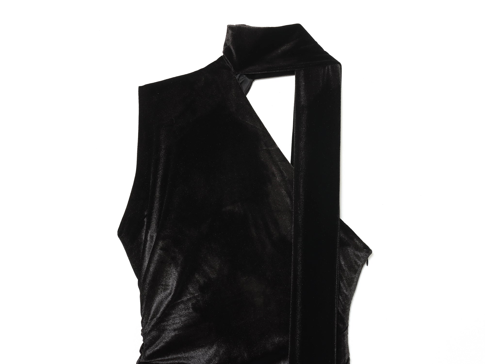 Women's new scarf decoration slim pleated velvet mini dress