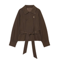 Women's with belt short windbreaker style jacket Coat