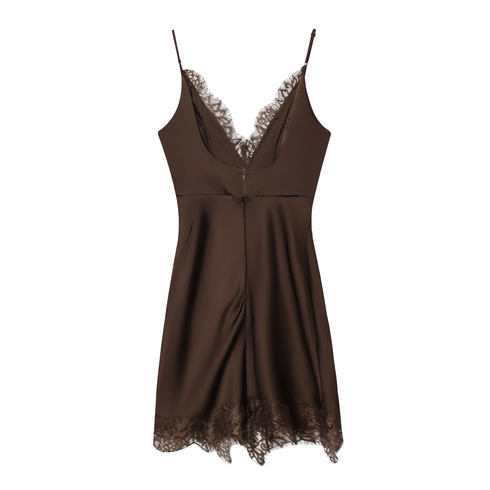 Women's New Fashion Sexy V-neck Lace suspender Mini Dress