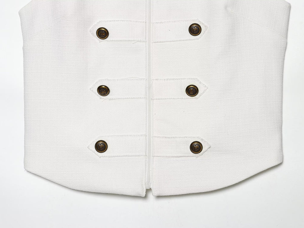 Women's breasted decorative zipper vest top