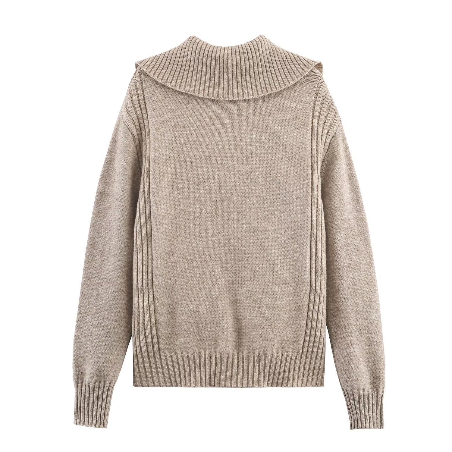 Women's new fashion ribbed trimmed loose knitted Coat