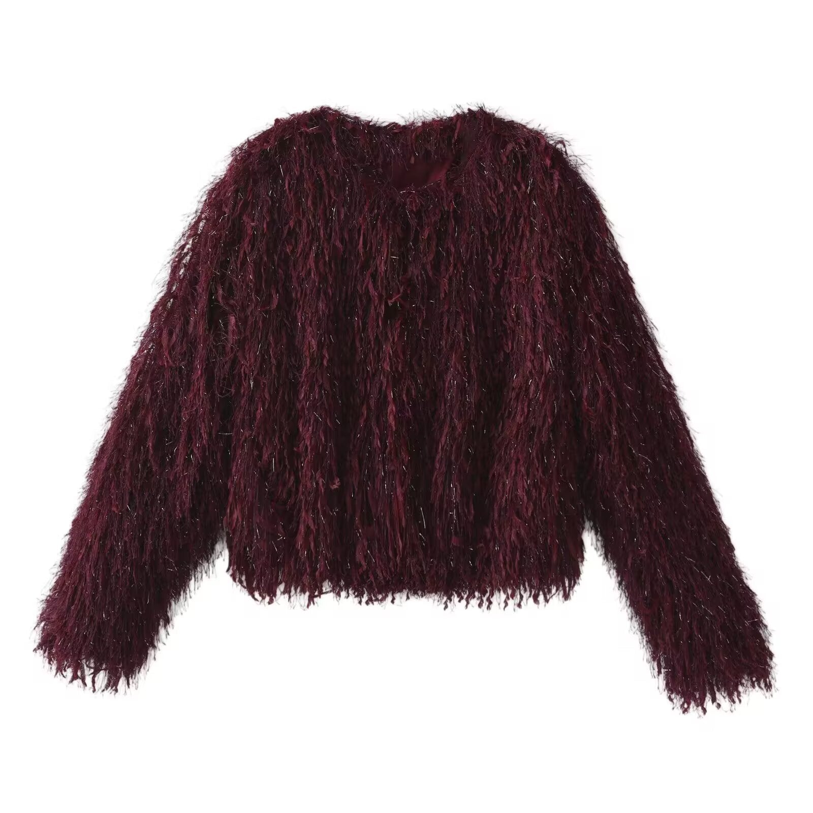 Women's metal Edge decorative short O Neck Coat