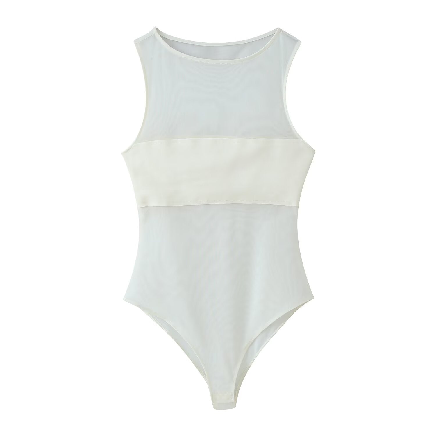 Women's sexy patchwork tulle bodysuit