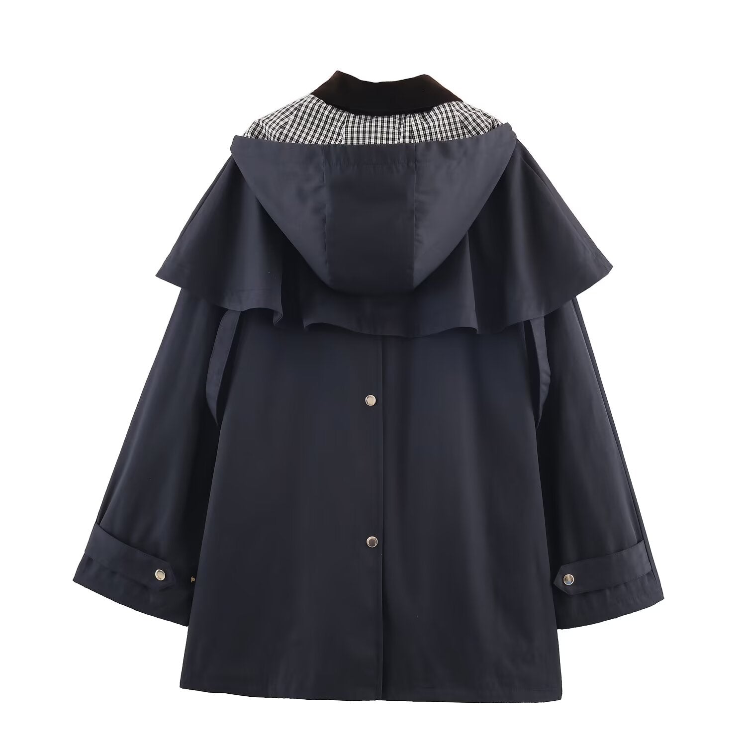 Women's new fashion contrasting collar loose hooded windbreaker Coat