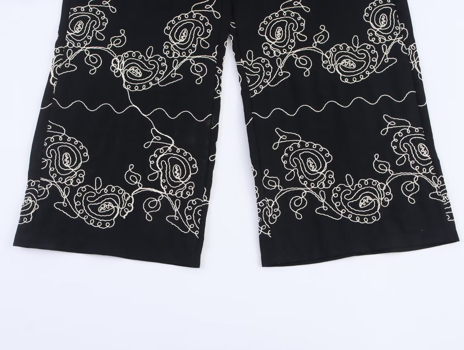 Women's casual embroidered wide leg pants