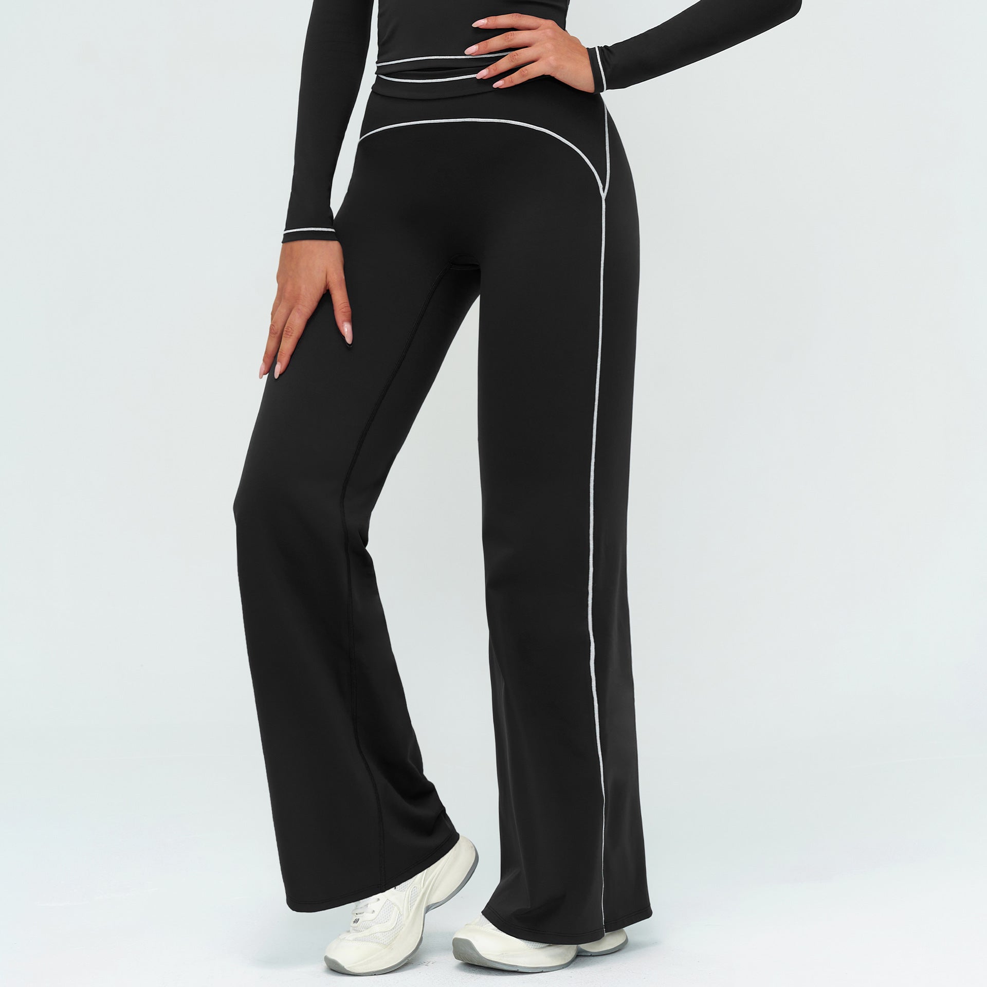 Women's new sanding wide-leg pants high waist contrast yoga pants