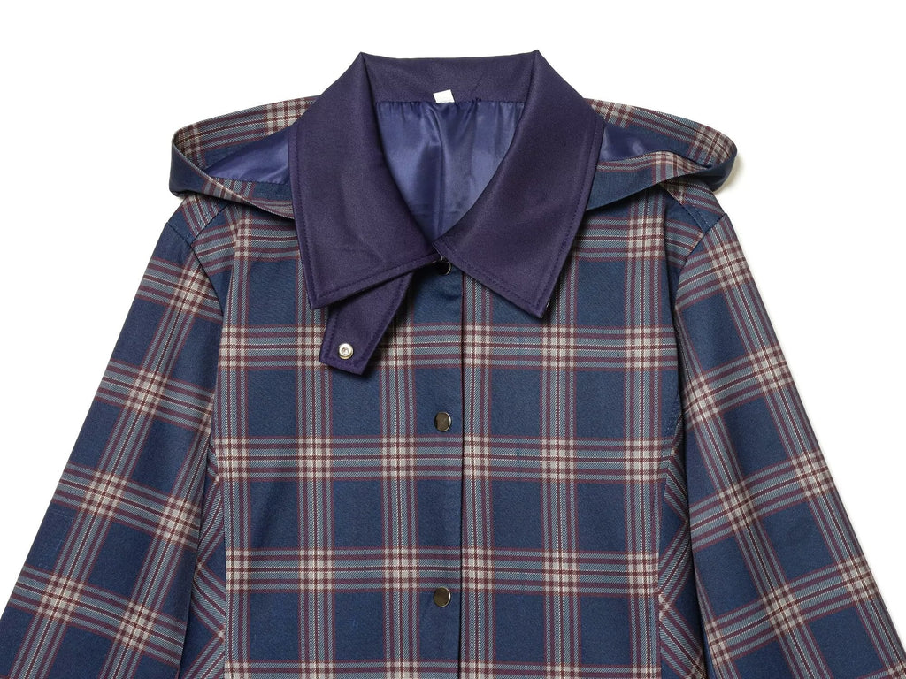 suit Women's 2 pieces plaid hooded cotton jacket Coat+Pants