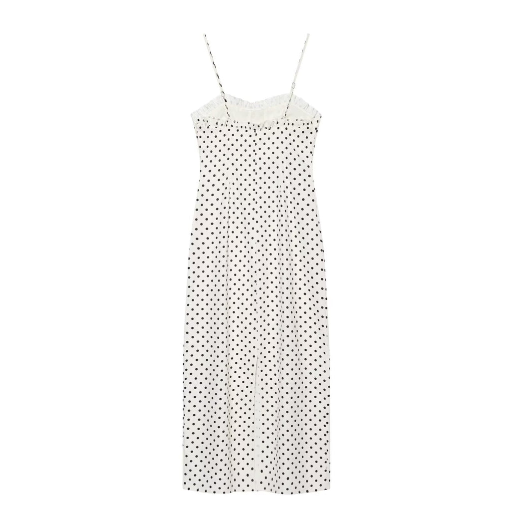 Women's tight corset style polka dot MIDI dress