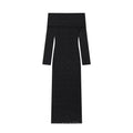 Women's new fashion black lace strapless MIDI dress