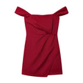 Women's new fashion off shoulder sleeveless pleated mini dress