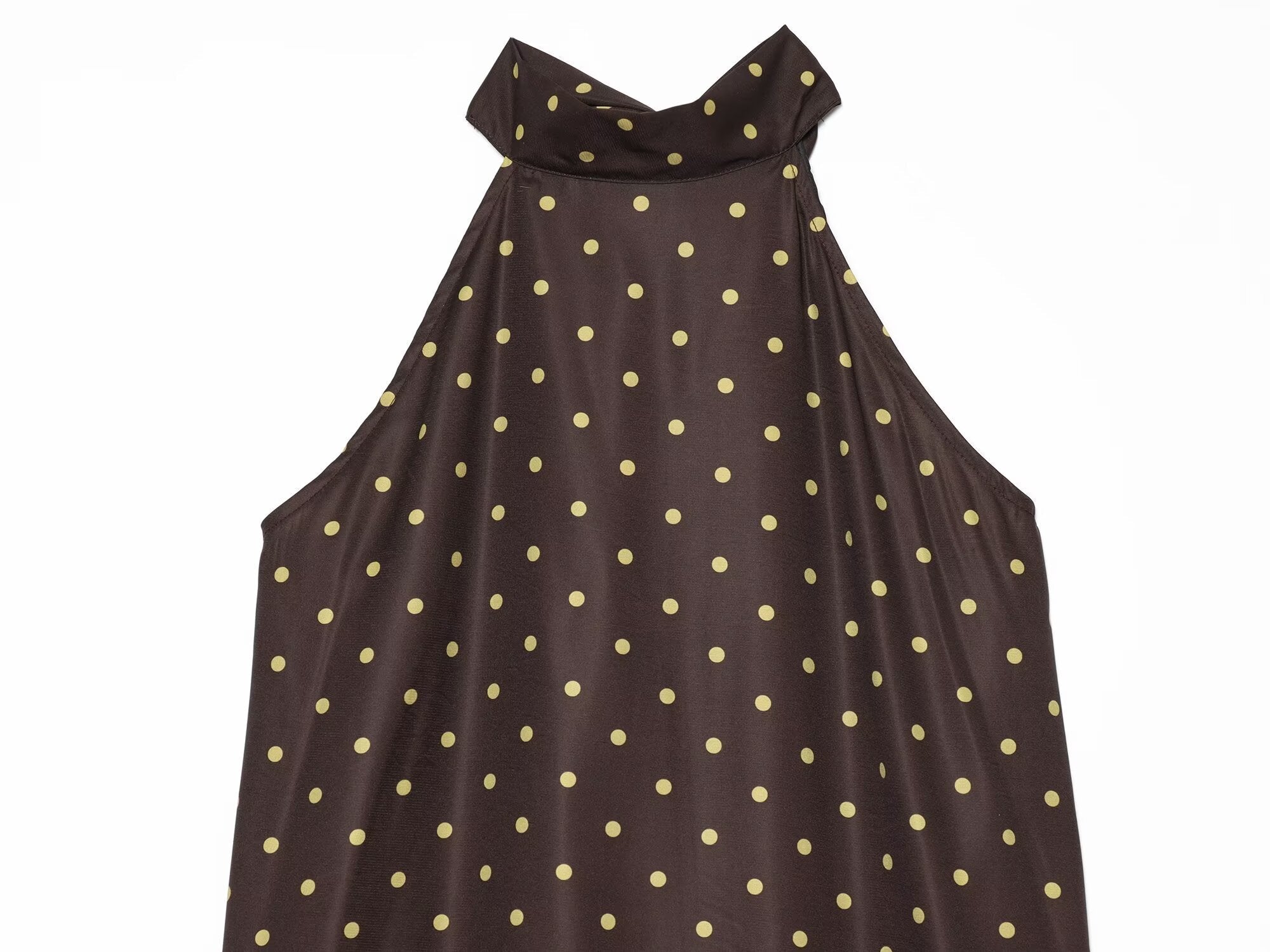 Women's polka dot hanging neck MIDI dress