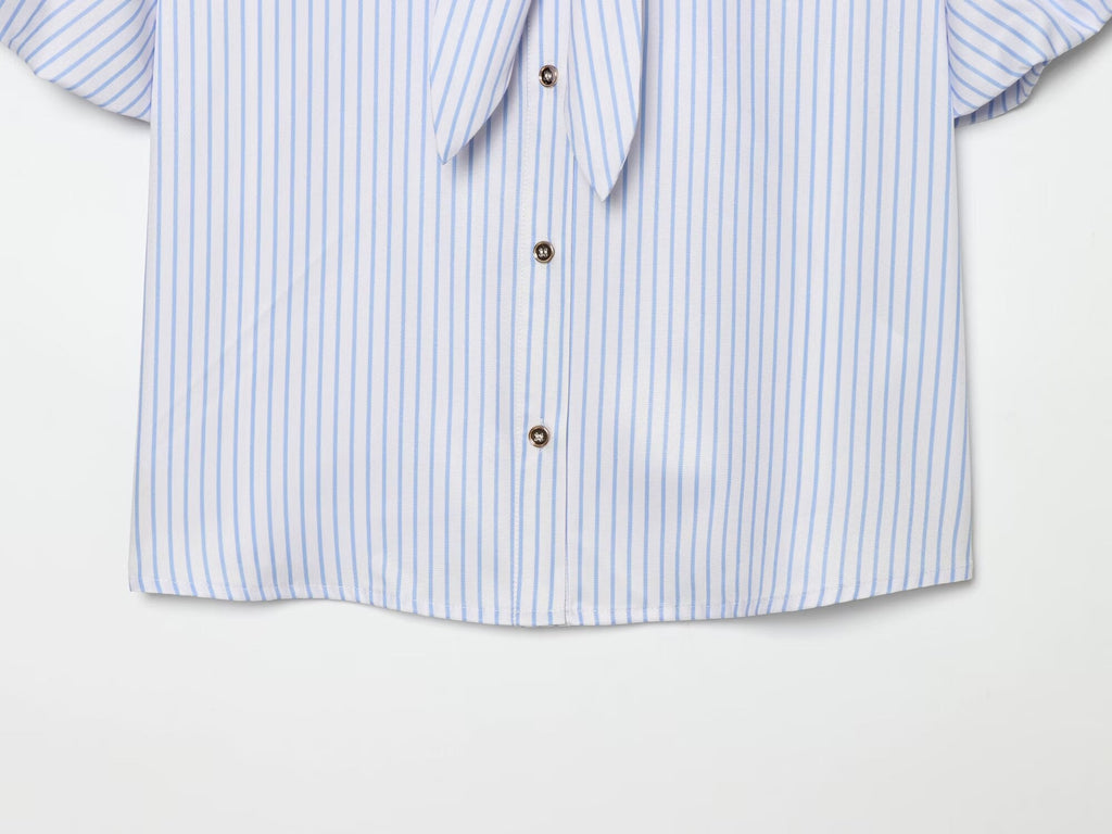 Women's bow decoration striped top