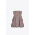 Women's new fashion pleated design plaid strapless mini dress