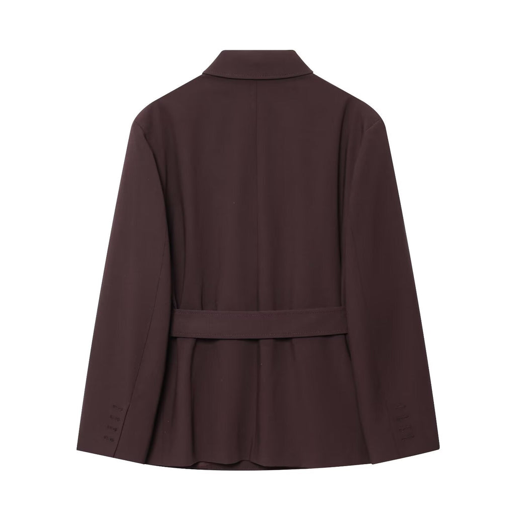 Women's new fashion with Belt Lapel double breasted suit jacket+Pants suit