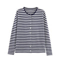 Women's comfortable O Neck striped knitted Coat