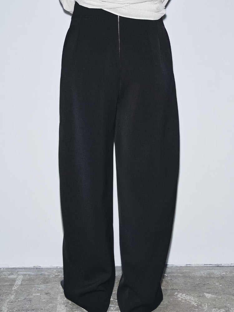 Women's comfortable loose high waisted zipper pants