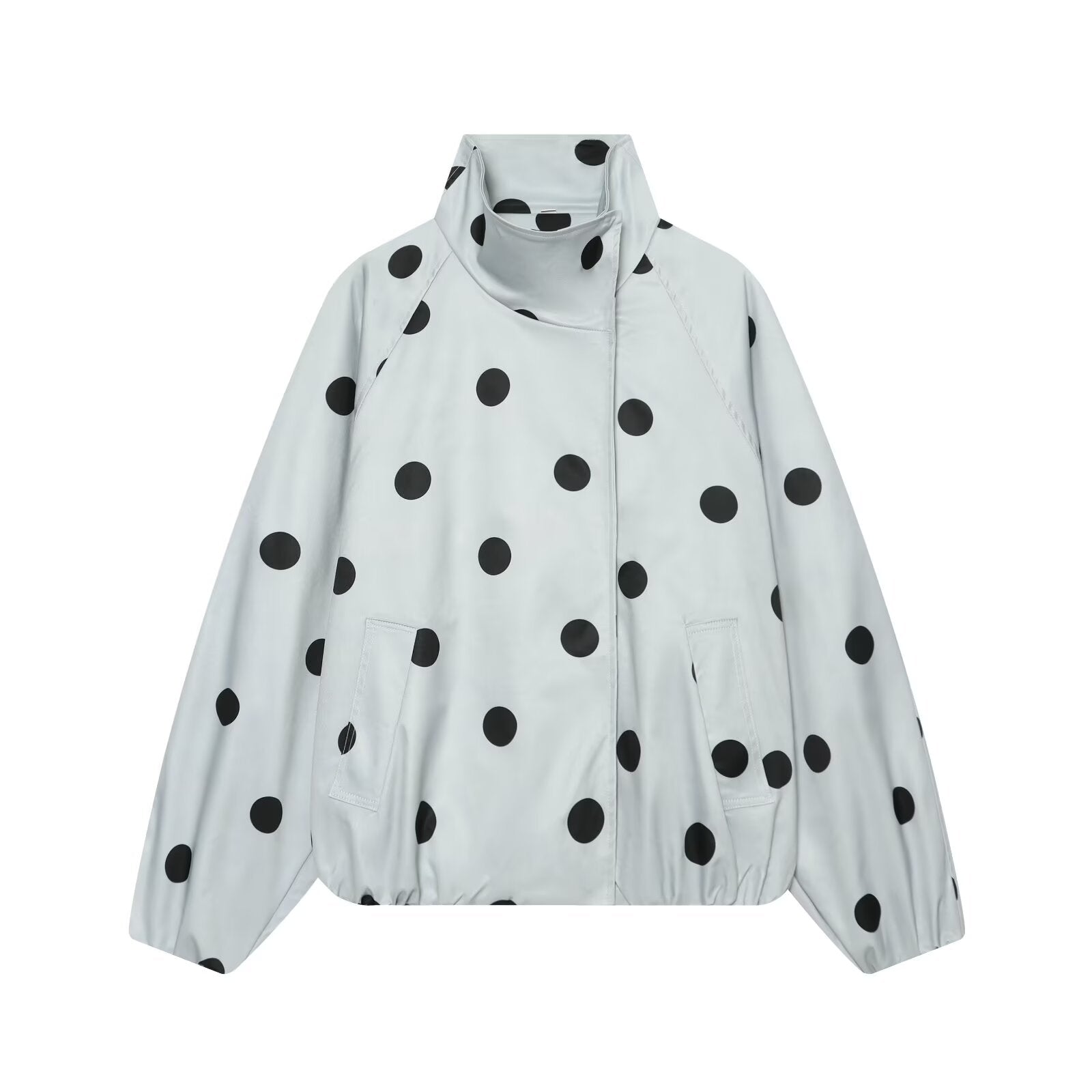 Women's standing collar polka dot pilot jacket Coat
