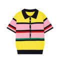 Women's comfortable striped knitted polo shirt