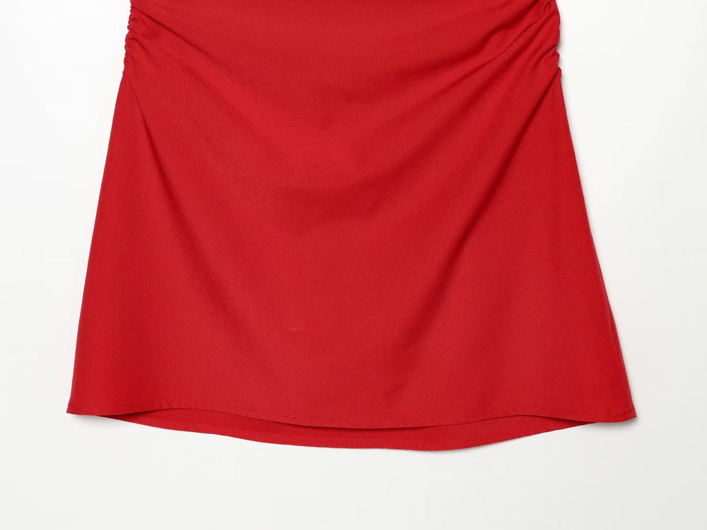 Women's with shoulder pads pleats mini dress