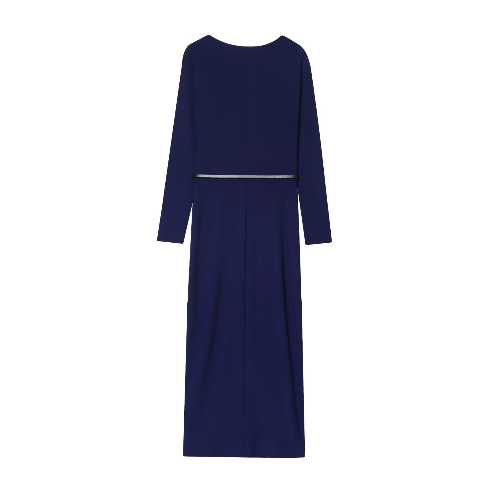 Women's New Fashion With Belt Long Sleeve Pleated Midi dress