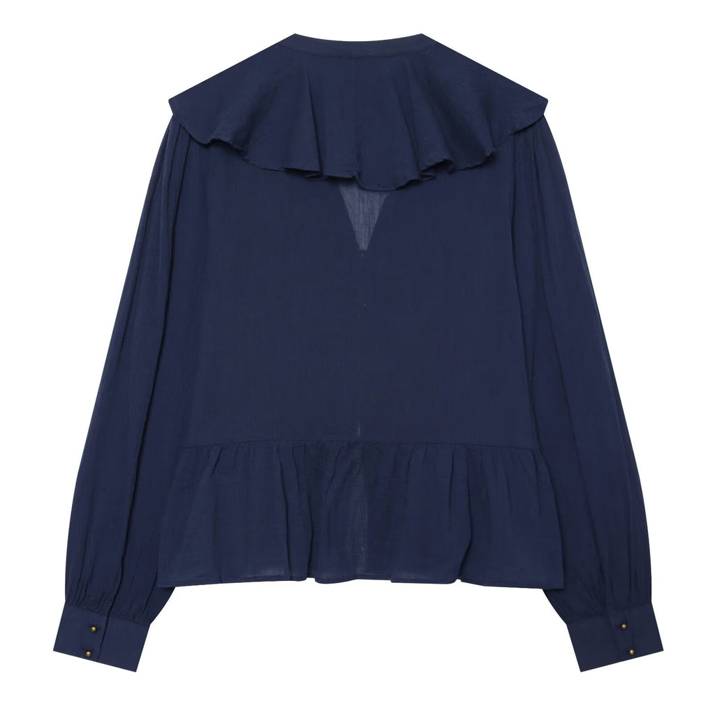 Women's layered decorative rope knot buttoned shirt