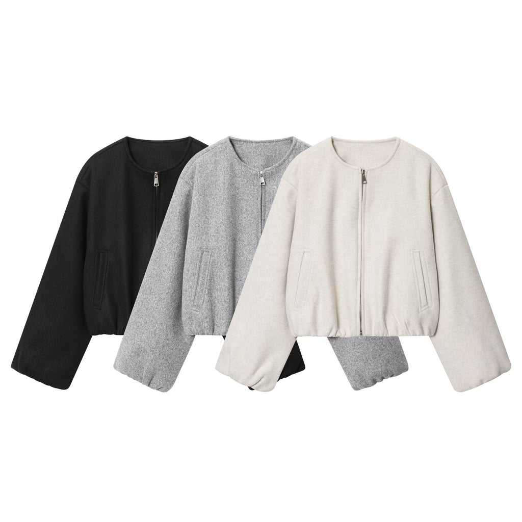 Women's 2025 fashion O Neck soft texture flying jacket Coat