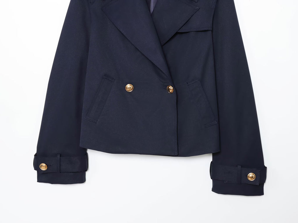 Women's new fashion casual double breasted short lapel Coat