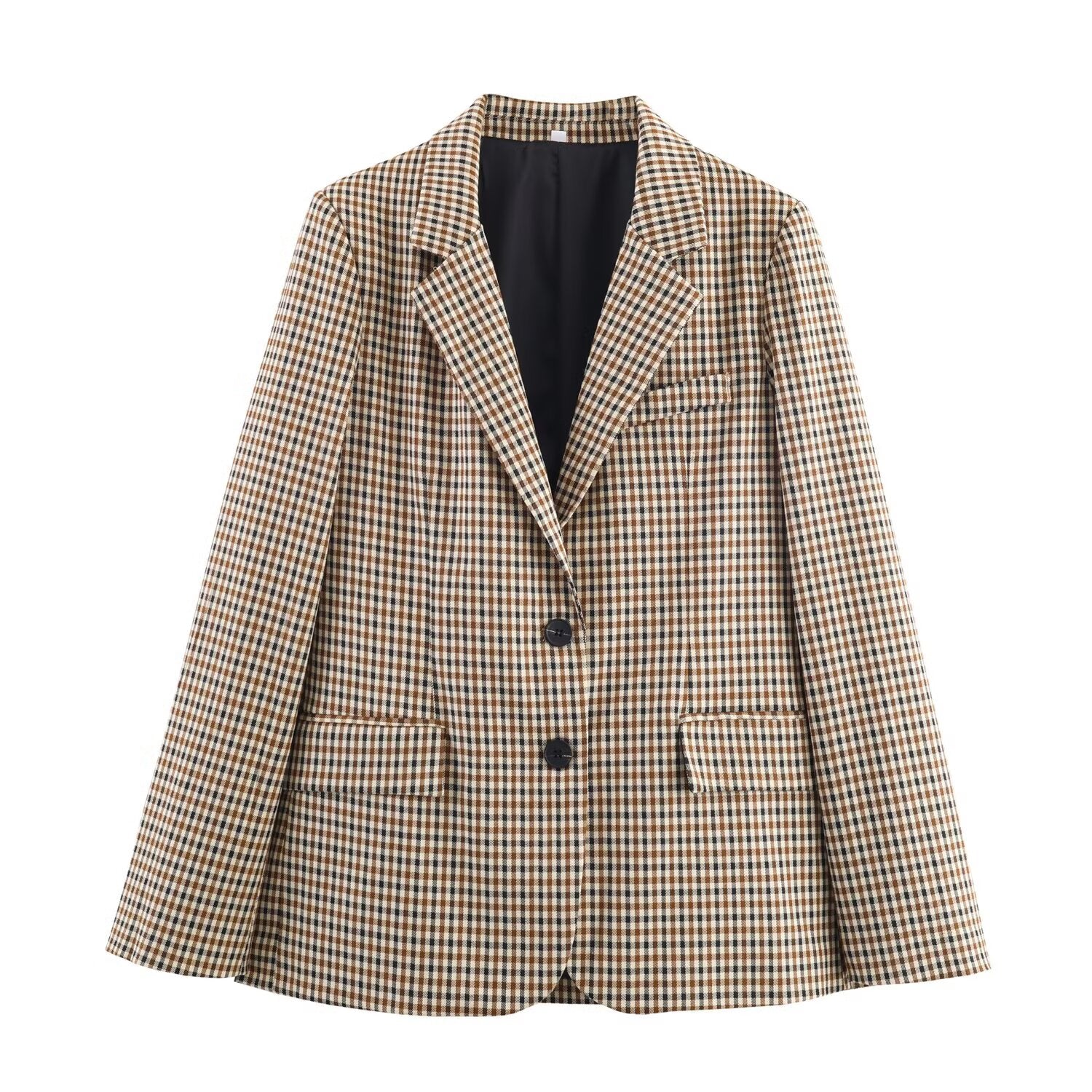 Women's new fashion loose single breasted checkered suit jacket+Pants suit