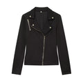 Women's diagonal zipper button decoration casual jacket