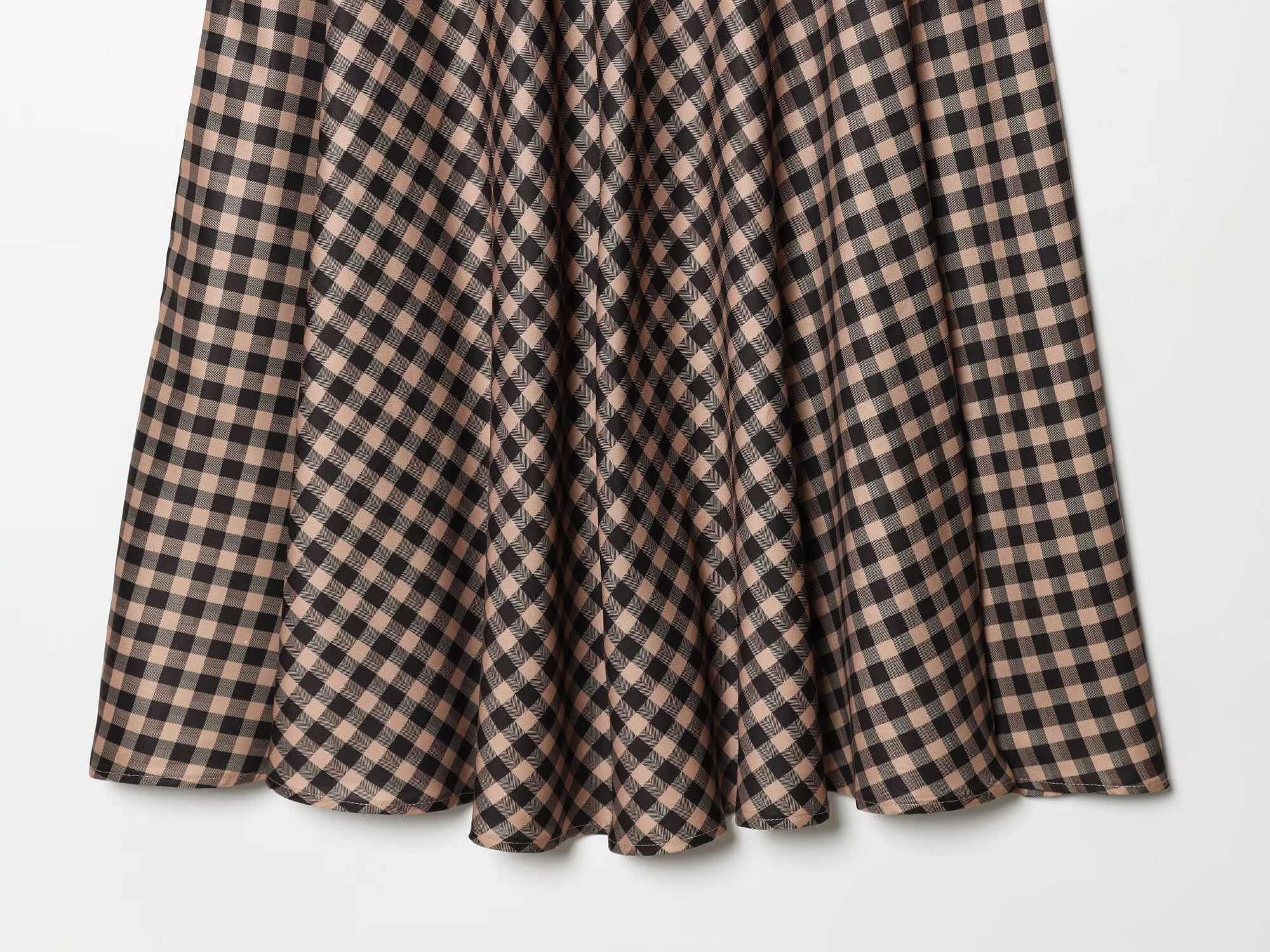 Women's lace decorative plaid MIDI skirt