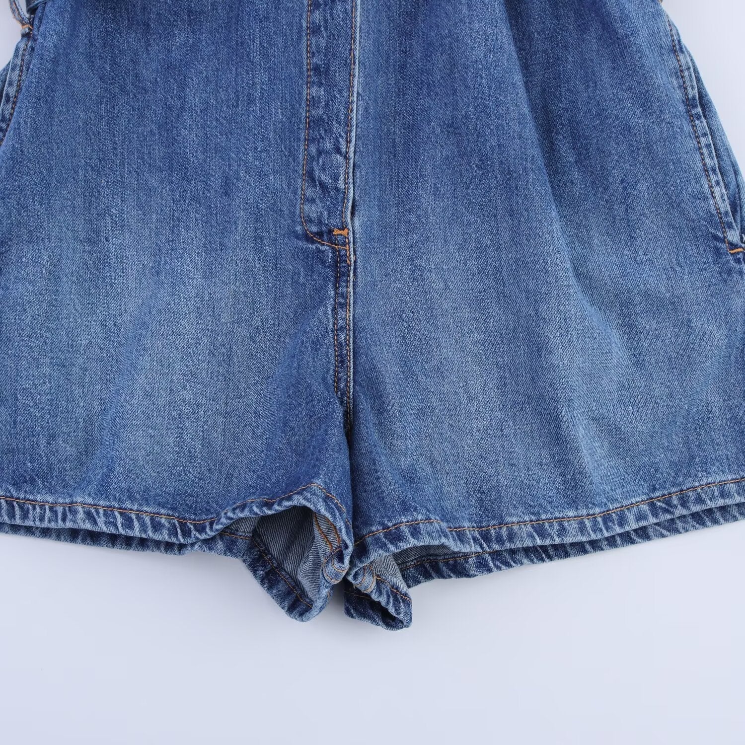 Women's new fashion with Belt short sleeved denim jumpsuit