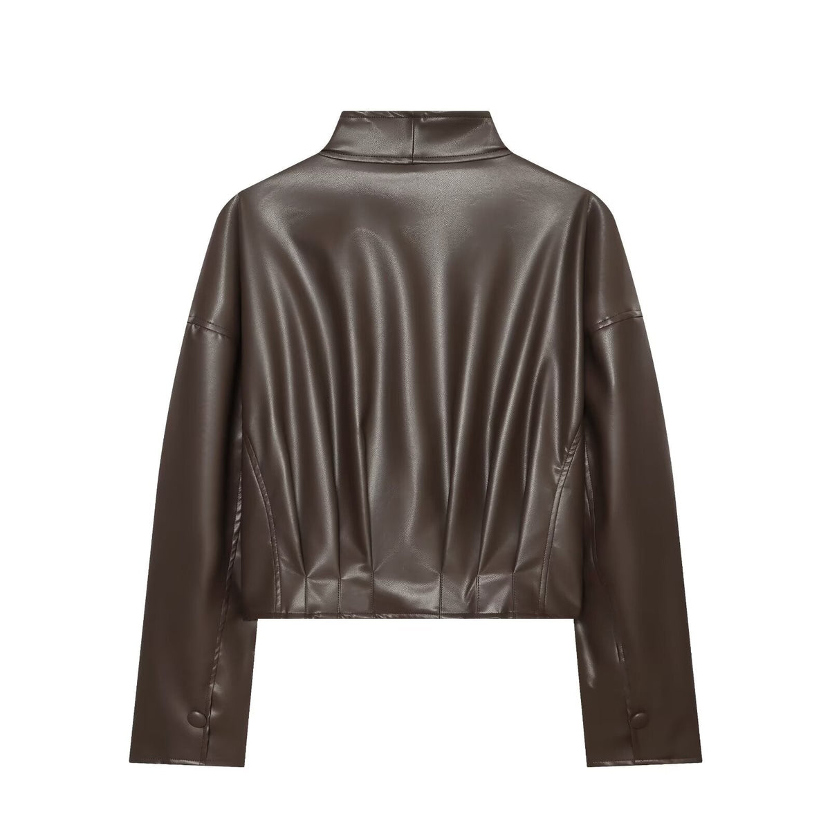 Women's back pleated leather effect jacket Coat