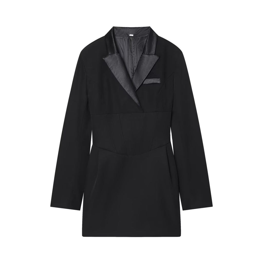 Women's patchwork lapel Blazer Coat style mini skirt