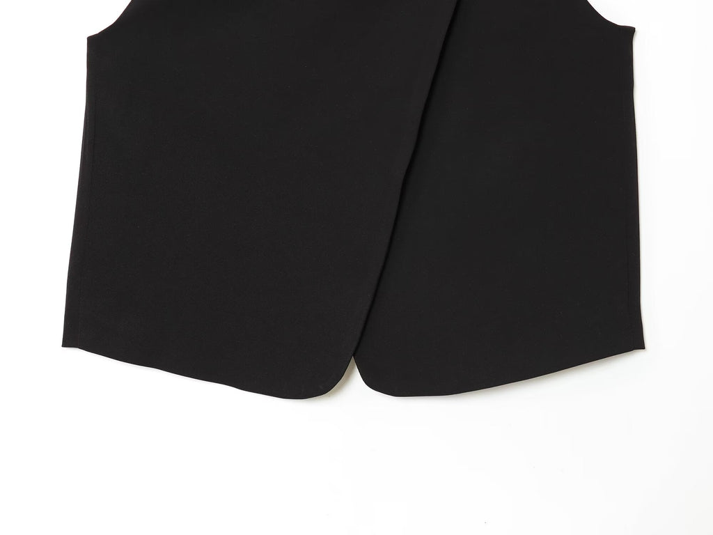 Women's new fashion black O Neck Button-up vest+Pants suit