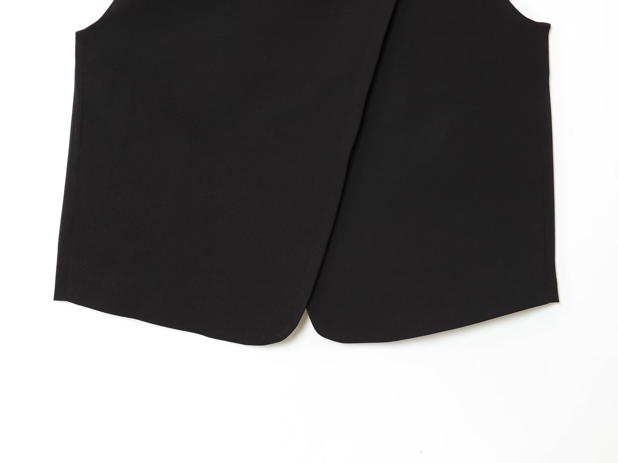 Women's new fashion black O Neck Button-up vest+Pants suit