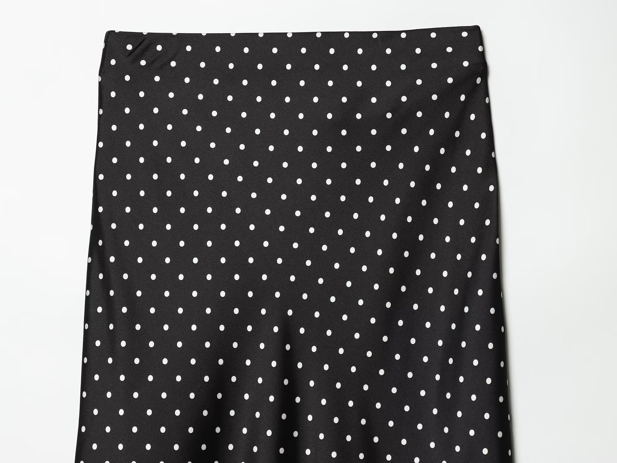 Women's polka dot satin texture MIDI skirt