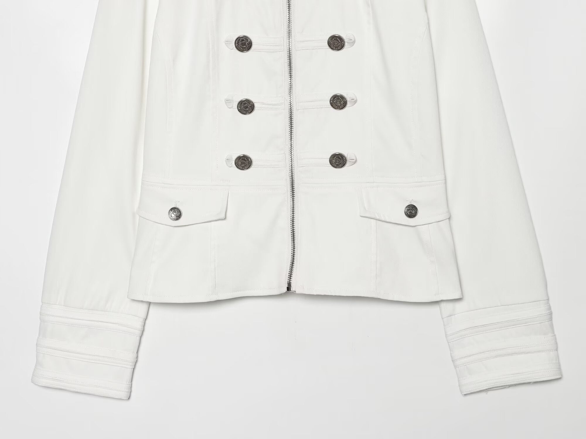 Women's standing collar breasted decorative Blazer Coat