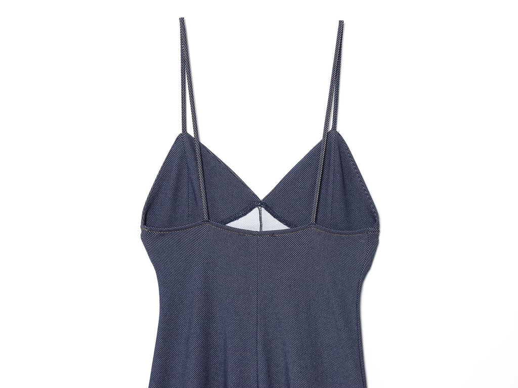 Women's New Fashion Sleeveless Threaded Twill suspender Midi Dress
