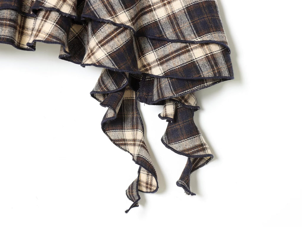 Women's layered decorative plaid suspender top