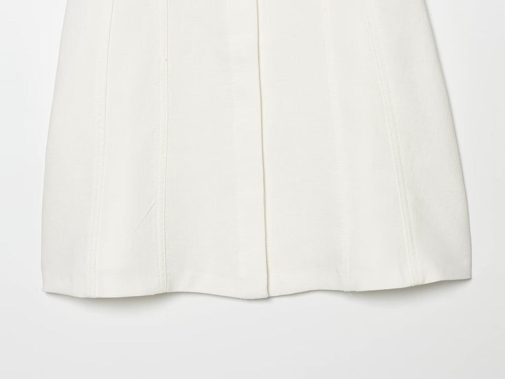 Women's button decoration bubble sleeve mini dress