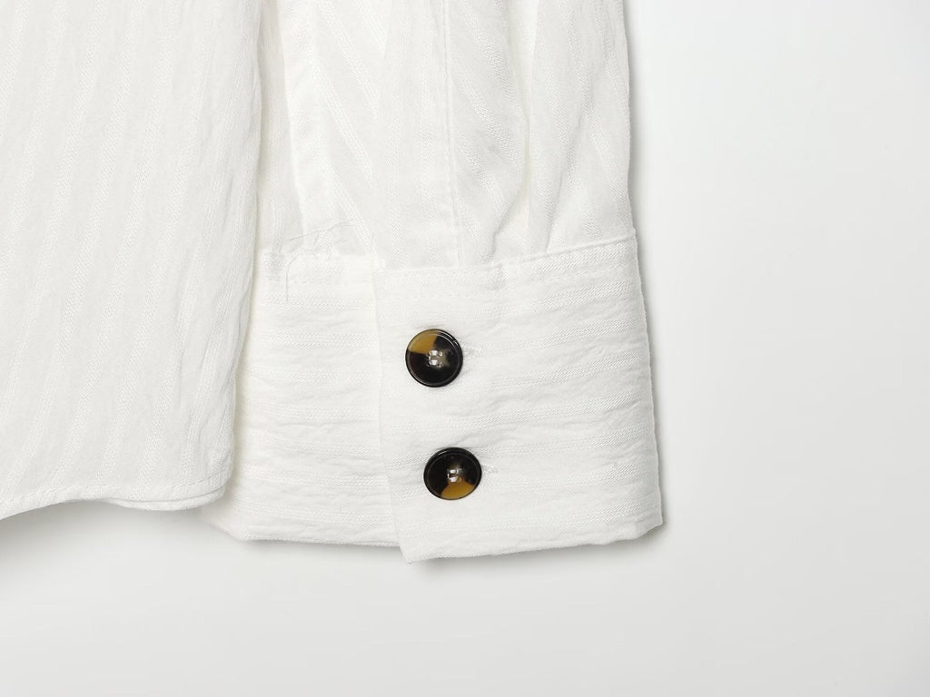 Women's casual striped cross Button-up shirt
