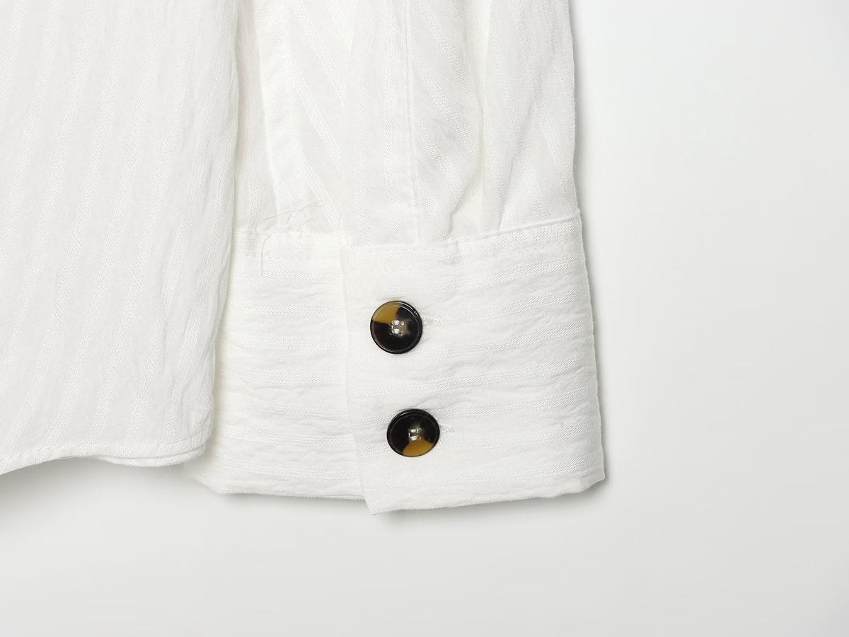 Women's casual striped cross Button-up shirt