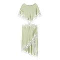 Women's opening design lace patchwork MIDI dress