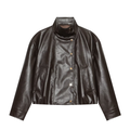 Women's leather effect standing collar pilot jacket Coat