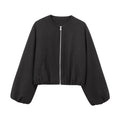 Women's soft textured O Neck pilot jacket Coat