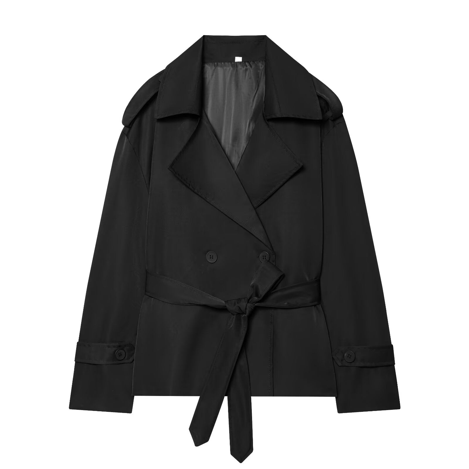 Women's with Belt short double breasted windbreaker Coat
