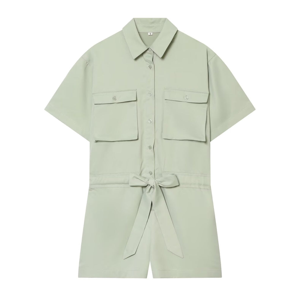 Women's With Belt shirt style jumpsuit